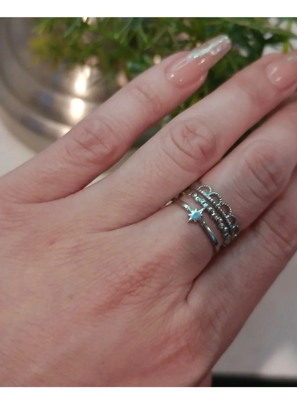 Stainless Steel Silver Start Ring